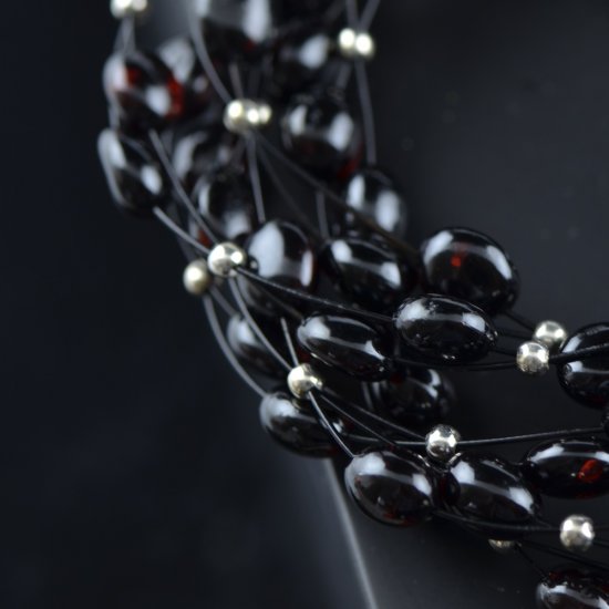 Black olive amber bracelet with wire